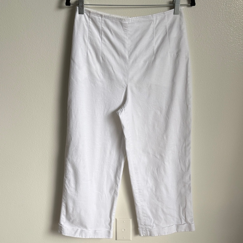 Club Monaco White Wide Leg Cotton Pleated Pants, Back Zip, Size 6